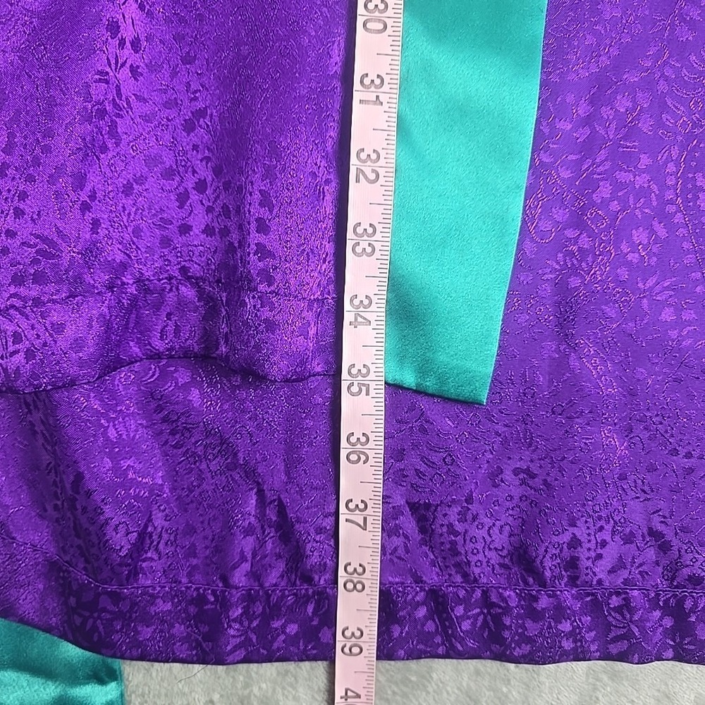 Victoria's Secret VTG Gold Label Satin Robe One Size Purple Green Paisley Retro‎ - Picture 5 of 8